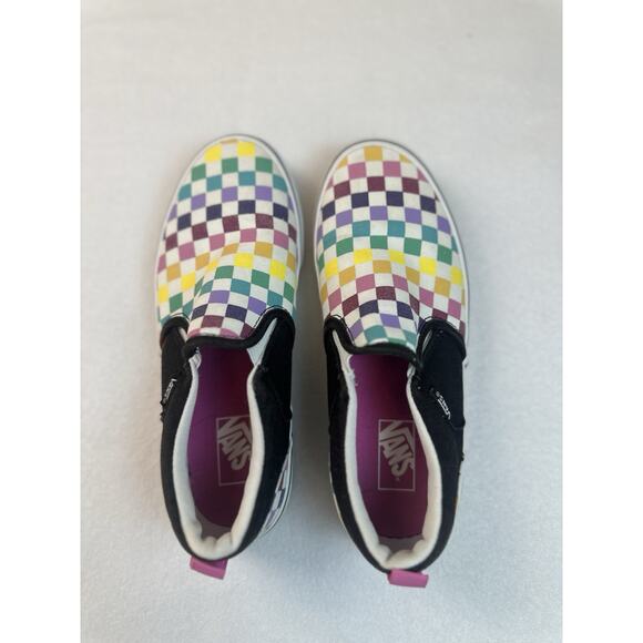 Vans Multicolor Youth Girls Size 4.5 Rainbow Checkered Slip On Casual 500714 - Picture 4 of 10